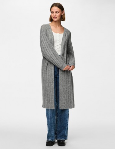 Pcmaggy maxi cardigan gris