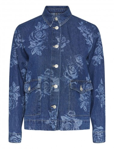 Pcflora chaqueta denim rosas