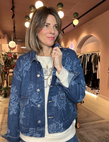 Pcflora chaqueta denim rosas