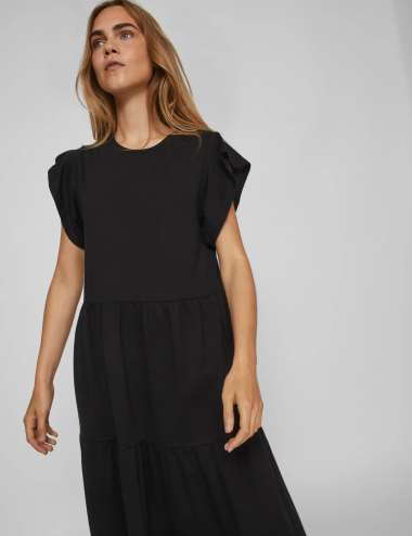 Visummer vestido negro paneles