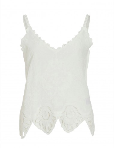 Vialisja top blanco bordado