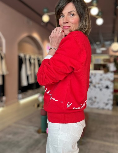 Sudadera rojo mensaje fluya