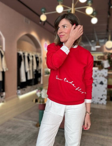 Sudadera rojo mensaje fluya