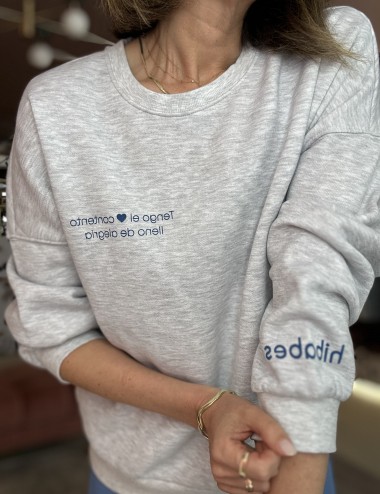 Sudadera corazón contento azul