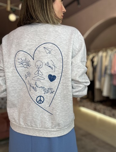 Sudadera corazón contento azul