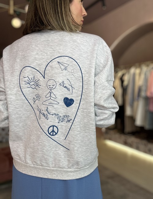 Sudadera corazón contento azul