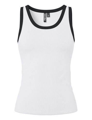 Pcmay tank top blanco ribete