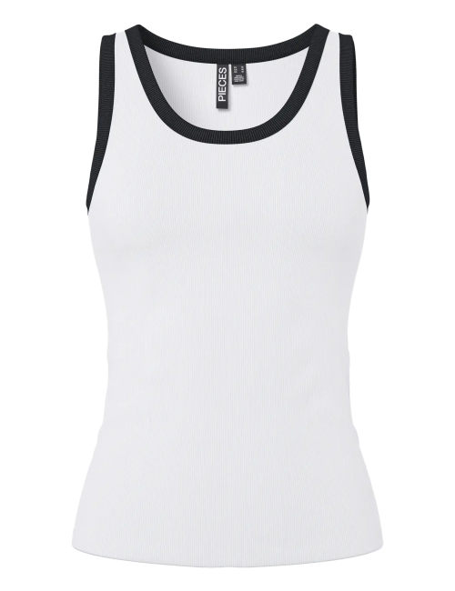 Pcmay tank top blanco ribete