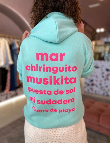 Sudadera DE LOCOS verde agua
