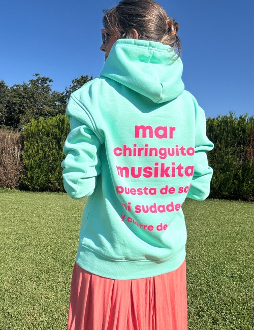 Sudadera DE LOCOS verde agua