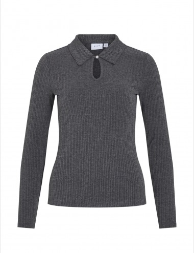 Viattica top canalé gris